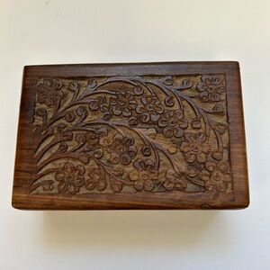 Floral Carved hand carved Wooden Box/ made in India